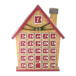 15" Burgundy Advent Calendar House Tabletop Christmas Decoration