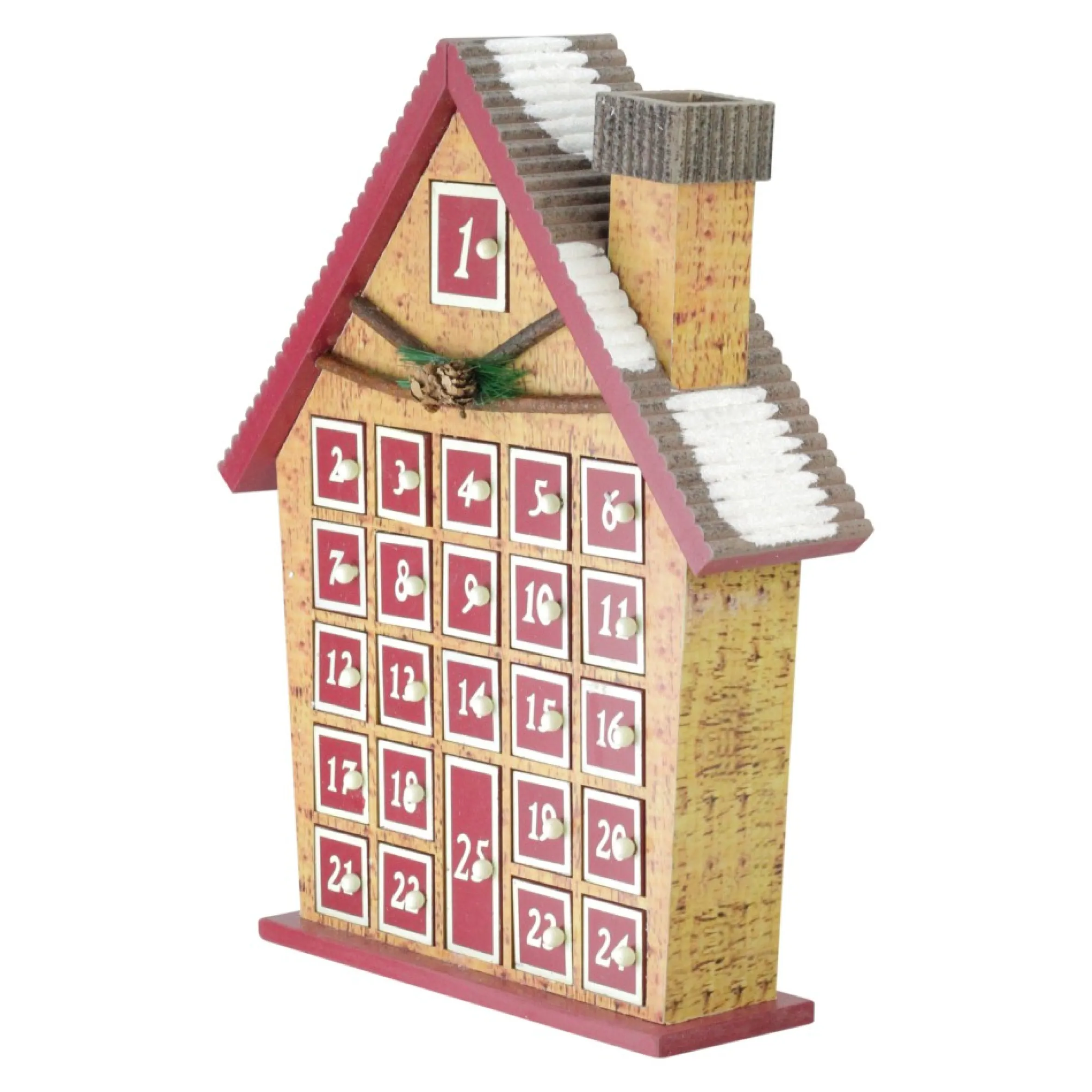 15" Burgundy Advent Calendar House Tabletop Christmas Decoration