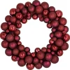 Burgundy 3-Finish Shatterproof Ball Christmas Wreath - 24", Unlit