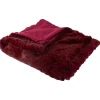 Burgundy Red Ultra Plush Faux Fur Throw Blanket 55" X 63"