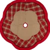 48" Burlap And Red Plaid Christmas Tree Skirt