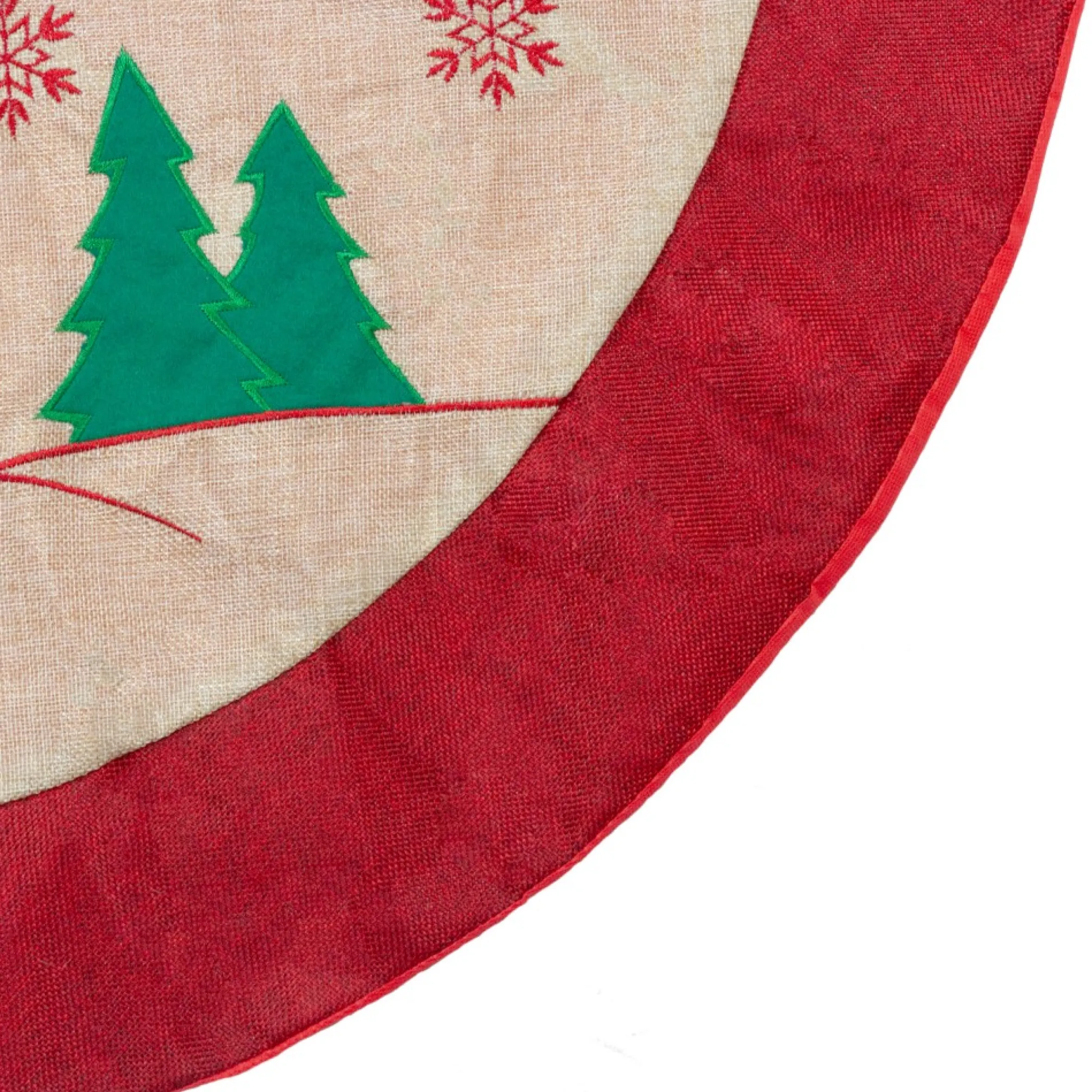 36" Burlap Santa Claus In Sleigh Embroidered Christmas Tree Skirt