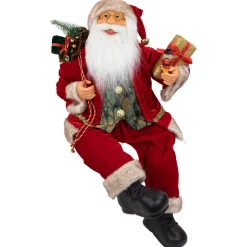 24" Chic Santa Claus With Gift Bag And Presents Sitting Christmas Figure