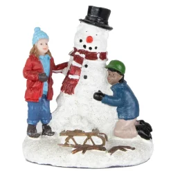 Children Build A Snowman Christmas Village Display