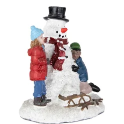 Children Build A Snowman Christmas Village Display