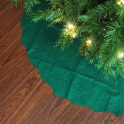 48" Christmas Traditions Cardinal Green Scalloped Edge Christmas Tree Skirt