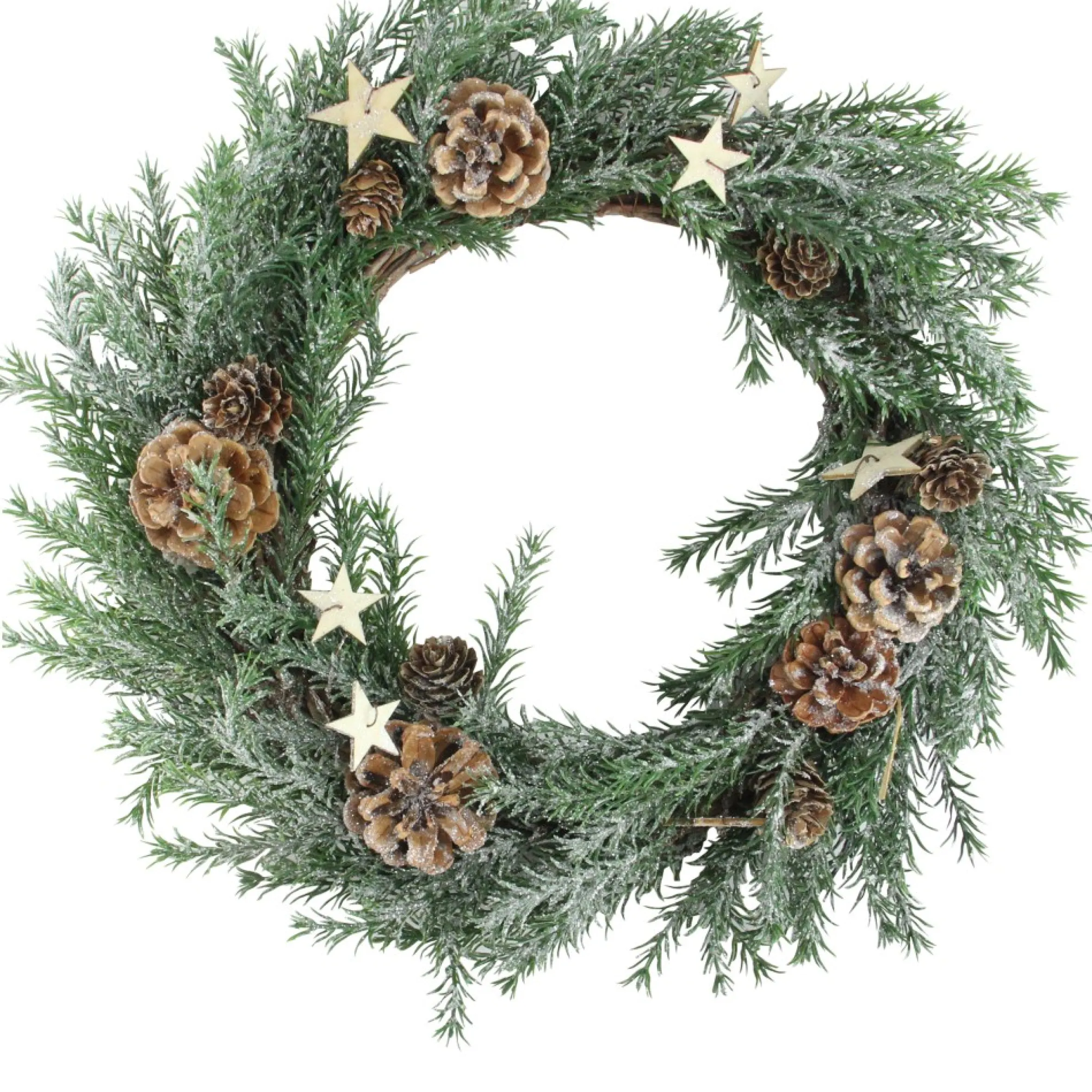 Classic Pine With Pine Cones And Stars Artificial Christmas Wreath, 13-Inch, Unlit