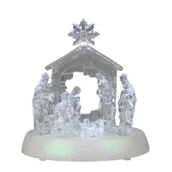 7.5" Clear Battery Operated Led Lighted Christmas Nativity Scene