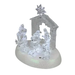 7.5" Clear Battery Operated Led Lighted Christmas Nativity Scene
