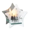 8.5" Clear Frosted Glass Snowflake Reindeer Mirrored Star Christmas Tea Light Candle Holder