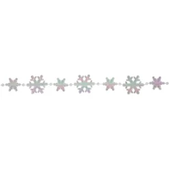 8' Clear Iridescent Snowflake Beaded Christmas Garland, Unlit