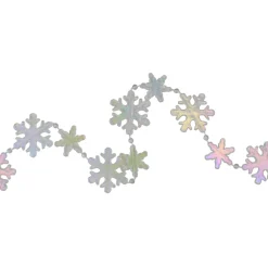 8' Clear Iridescent Snowflake Beaded Christmas Garland, Unlit