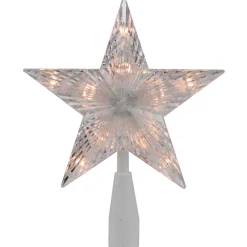 7.25" Clear 5-Point Star Traditional Christmas Tree Topper- Clear Lights