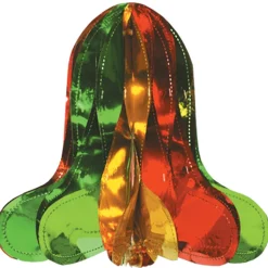Club Pack Of 12 Metallic Green, Gold And Red Hanging Christmas Bell Decorations 12"