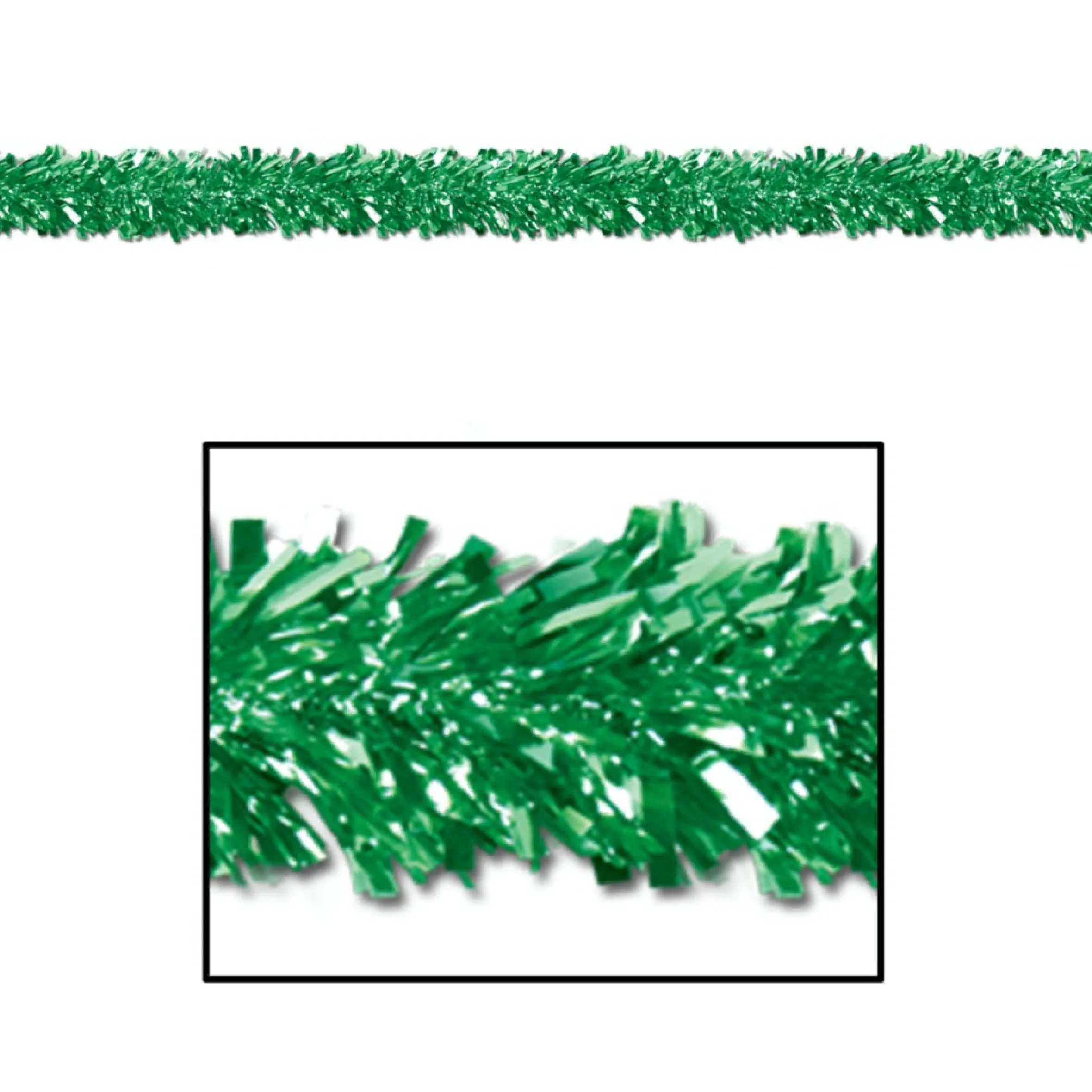 Club Pack Of 12 Shiny Metallic Green Foil Tinsel 6-Ply St. Patrick's Day Garlands 15' - Unlit
