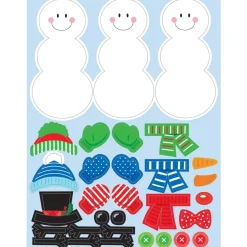 Club Pack Of 48 White And Green Build A Snowman Stickers 4.5"