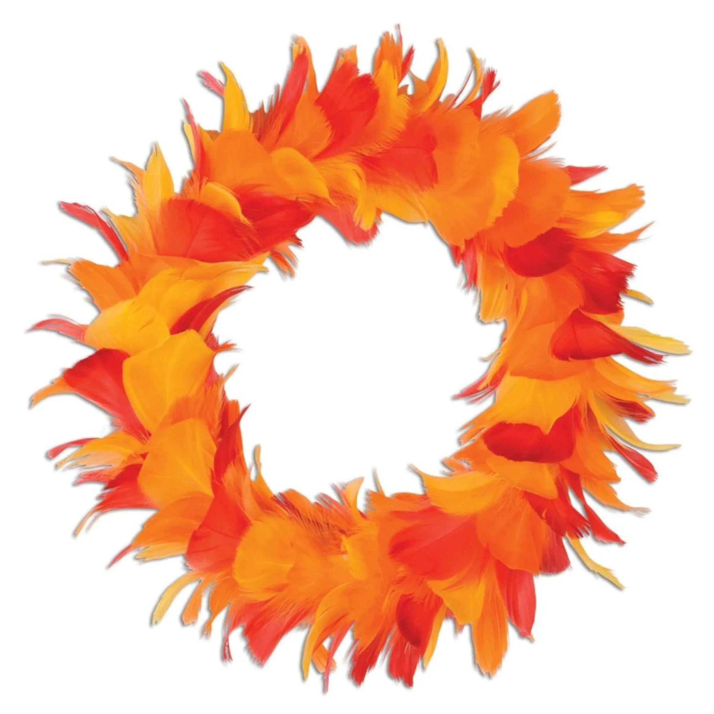 Club Pack Of 6 Yellow And Orange Autumn Party Decorative Feather Wreaths 8"