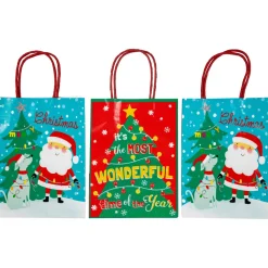 20-Count Assorted Paper Christmas Themed Gift Bags