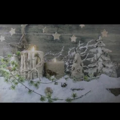 Country Rustic Winter Christmas Led Lighted Canvas Wall Art 23.5