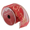 Cranberry Red And Gold "Merry Christmas" Wired Christmas Craft Ribbon 2.5" X 10 Yards