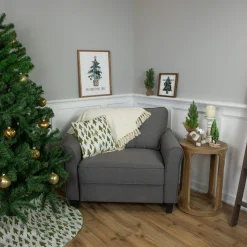 48" Cream White And Green Forest Christmas Tree Skirt