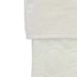 18" Cream White Quilted Christmas Stocking With A Velvet Cuff