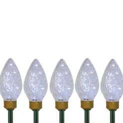 5Ct Led Lighted C9 Christmas Pathway Marker Lawn Stakes - Clear Lights