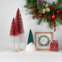 8" Dark Green And White Gnome Tabletop Christmas Decoration