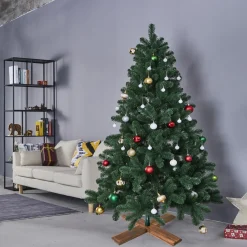 Dark Wood Artificial Christmas Tree Stand - For Trees Up To 7.75Ft Tall