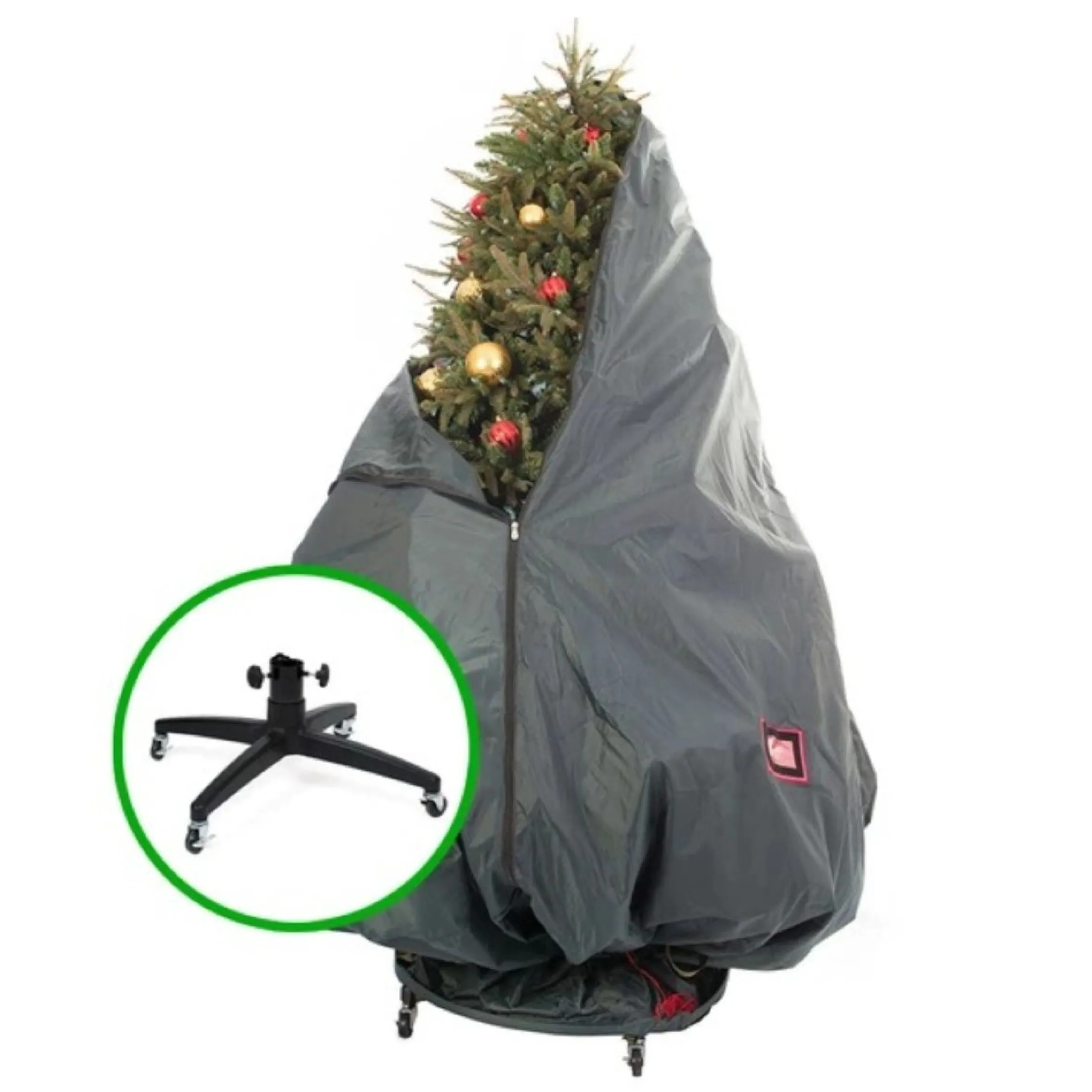 Decorated Christmas Tree Storage Bag With Rolling Stand-Holds 6-9 Ft Trees