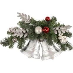 18" Decorated Green Pine Artificial Christmas Swag With Bells