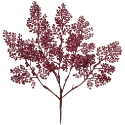 18" Deep Pink Glittered Leaves Artificial Christmas Spray