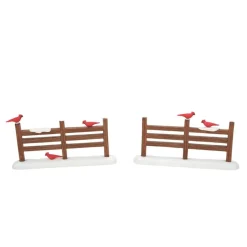 Dept 56 Cardinals On Fence Christmas Village Decoration