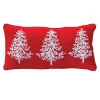 22.5" Embroidered Pine Tree Rectangular Christmas Throw Pillow