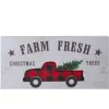 16" Farm Fresh Black And Red Buffalo Plaid Farm Truck Wooden Christmas Sign