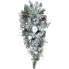 30" Flocked Pine Artificial Christmas Teardrop Swag With Iridescent Ornaments - Unlit