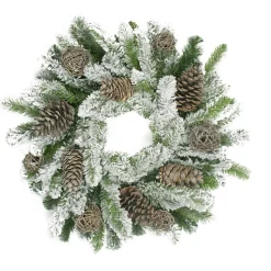 Flocked Pine Cone And Twig Ball Artificial Christmas Wreath - 24-Inch, Unlit