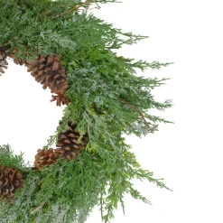 Frosted Cedar And Pine Cone Artificial Christmas Wreath, 26-Inch, Unlit