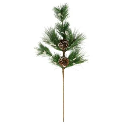 24" Frosted Long Pine Needle And Pine Cone Artificial Christmas Spray