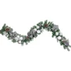 6' Frosted Pine Artificial Christmas Garland With Striped Bows And Ornaments