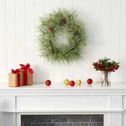Frosted Pine Cone Artificial Christmas Wreath, 24-Inch, Unlit