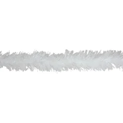 12Ft Clear And White Snowblush Artificial Tinsel Christmas Garland - Unlit