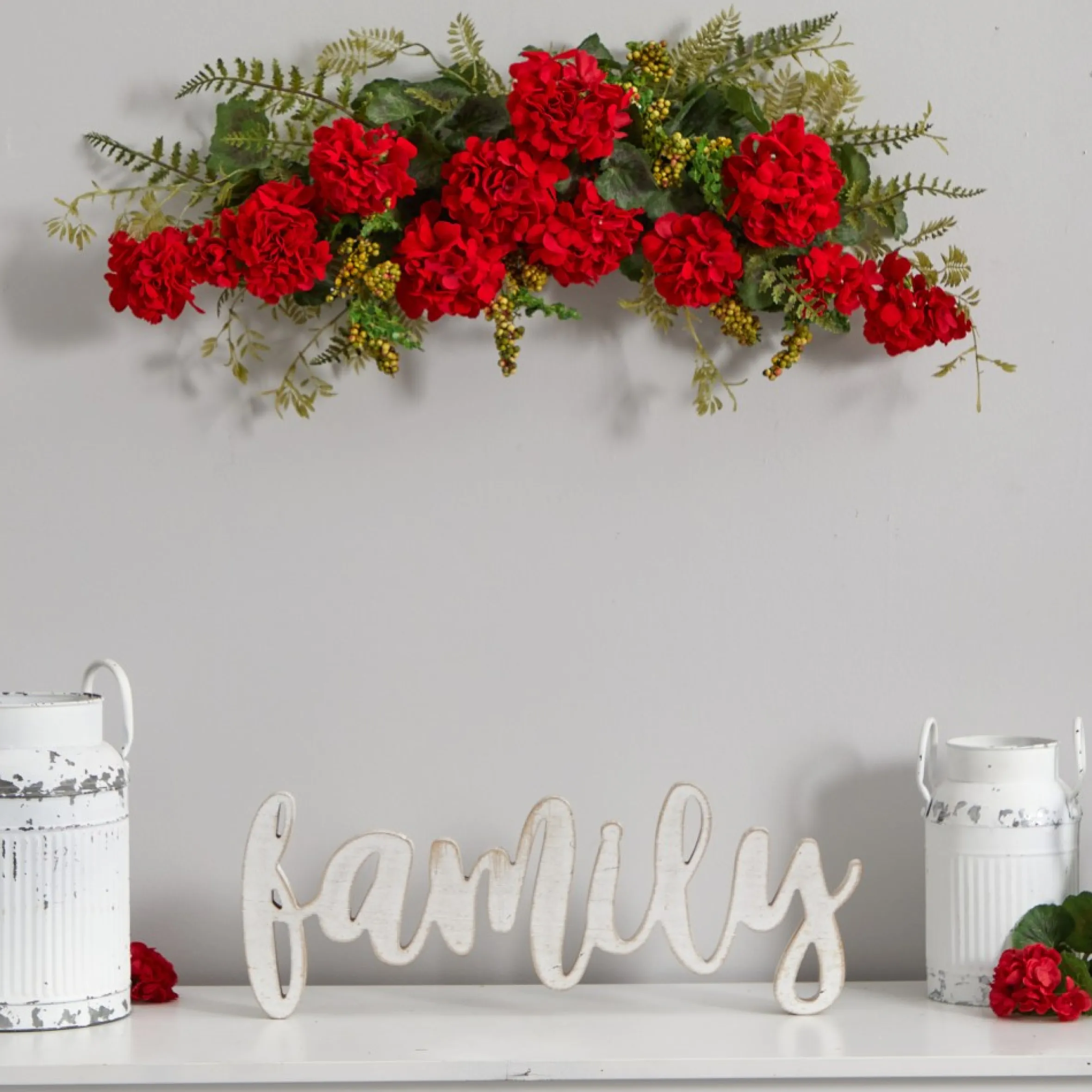32" Geranium And Berry Artificial Christmas Swag, Unlit