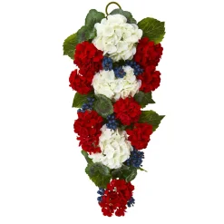 26" Geranium And Blueberries Artificial Teardrop Swag - Unlit