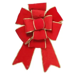40" Giant Red 3D 11-Loop Velveteen Christmas Bow With Gold Trim