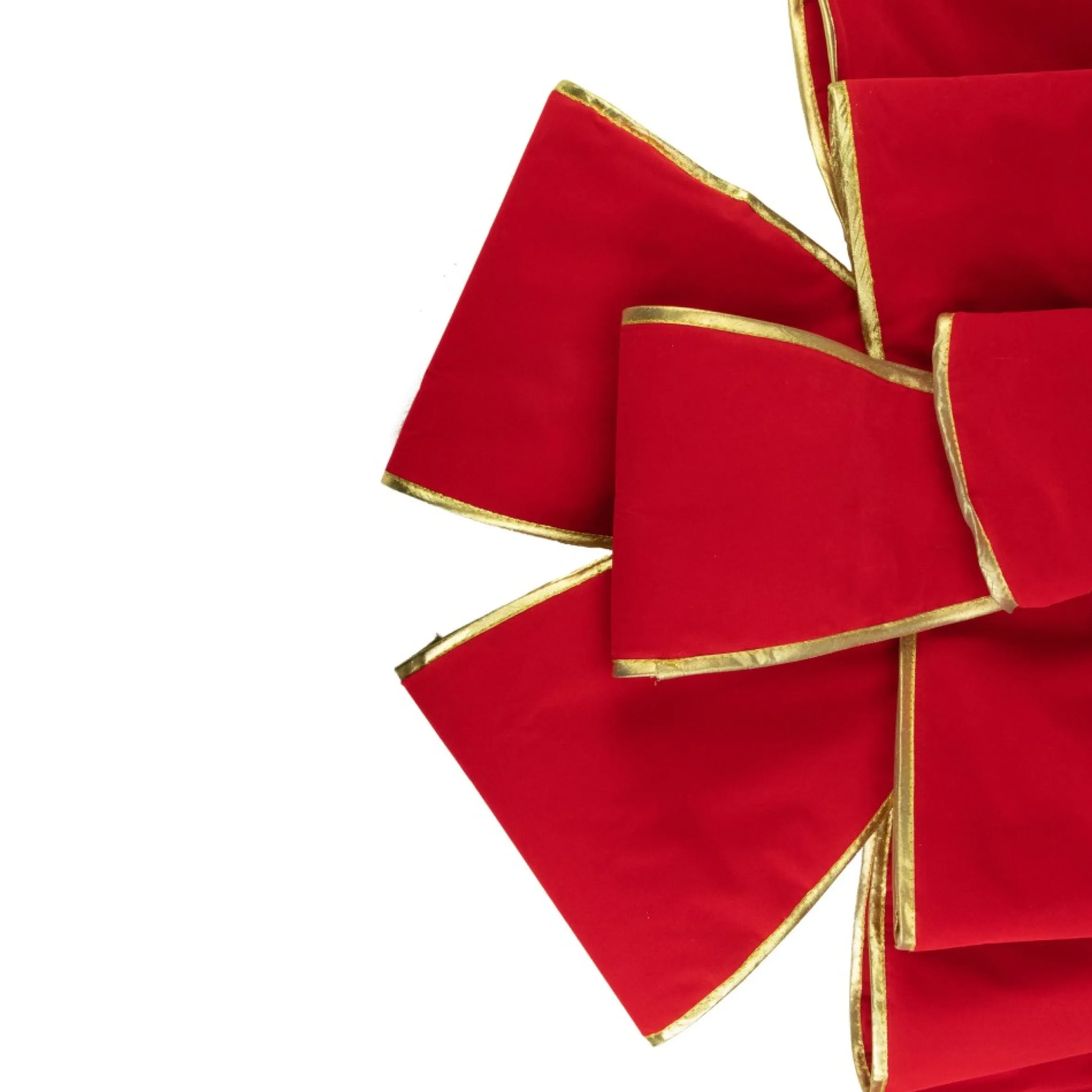 40" Giant Red 3D 11-Loop Velveteen Christmas Bow With Gold Trim