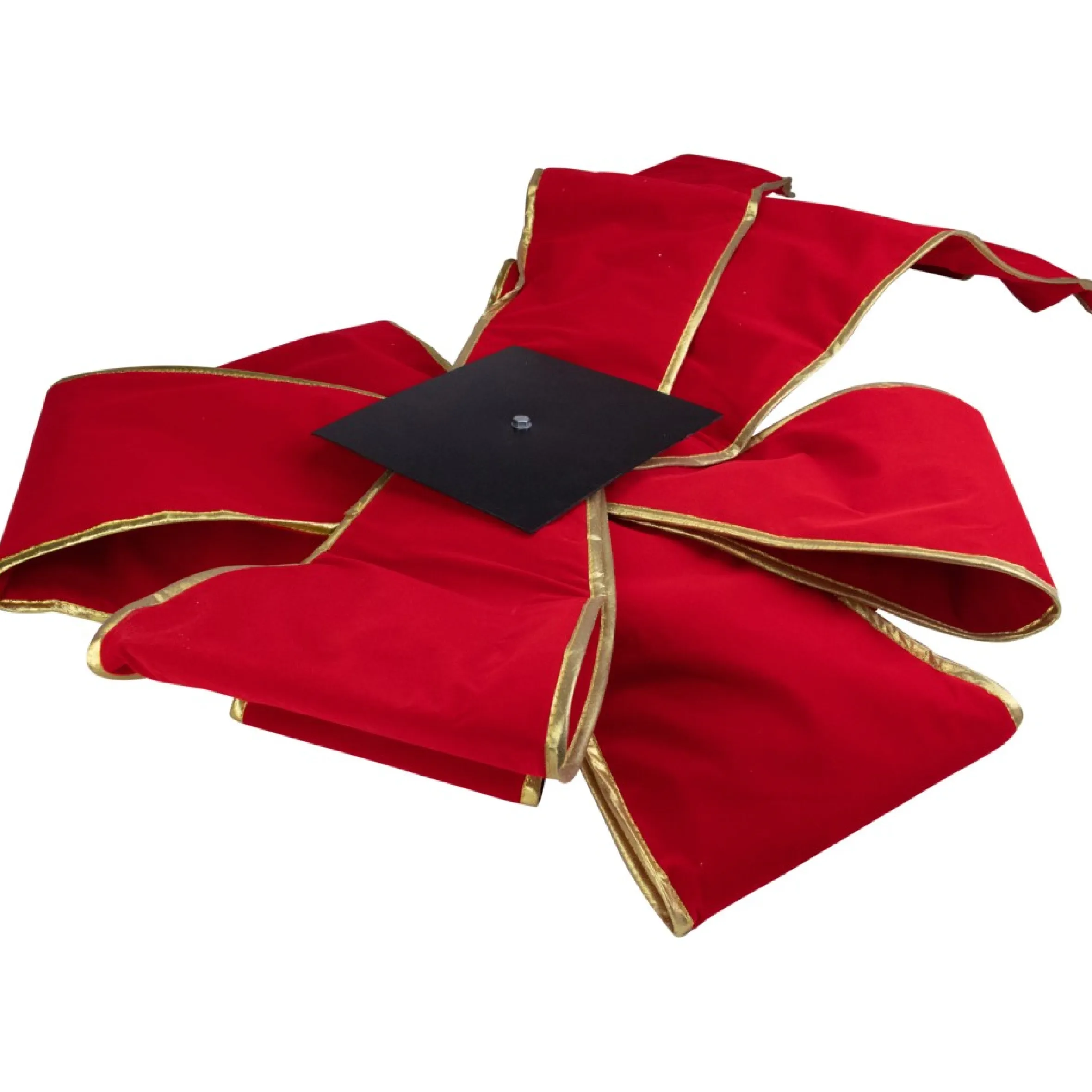 40" Giant Red 3D 11-Loop Velveteen Christmas Bow With Gold Trim