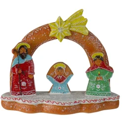 8" Glitter Dusted Gingerbread Holy Family Christmas Nativity Decoration