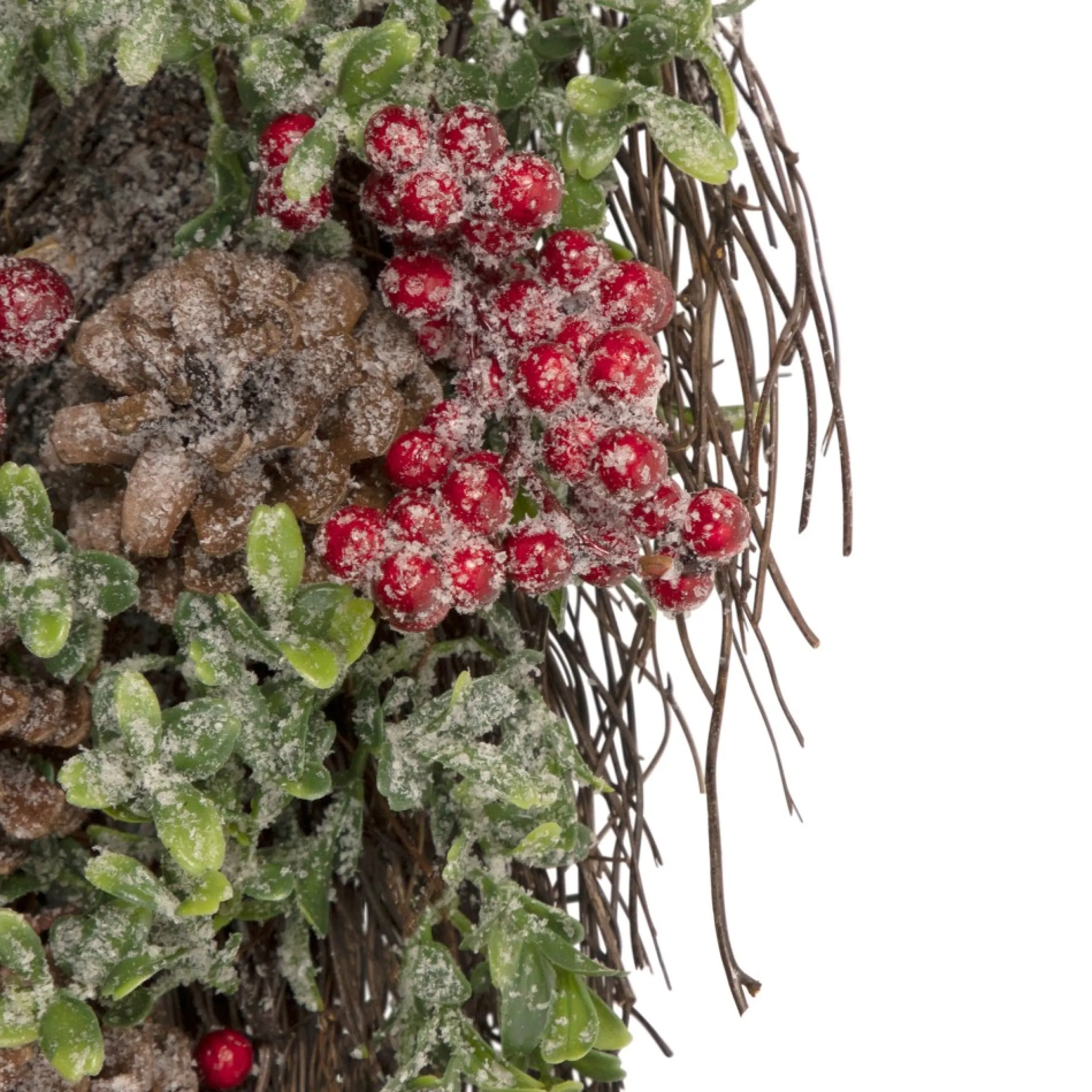 28" Glittered Pine Cone And Berry Artificial Teardrop Christmas Swag - Unlit
