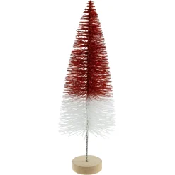 12" Glittered Red And White Sisal Tabletop Christmas Tree